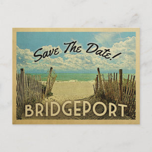 Bridgeport Beach Save The Date Vintage Nautical Ankündigungspostkarte