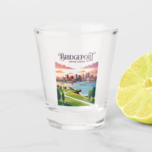 Bridgeport Connecticut Schnapsglas (Vorderseite)
