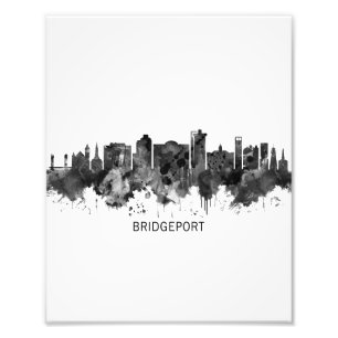 Bridgeport Connecticut Skyline BW Fotodruck