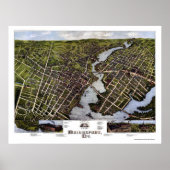 Bridgeport, CT Panoramic Map - 1875 Poster (Vorne)
