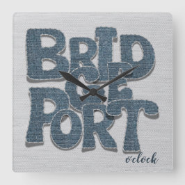 Bridgeport Denim-Buchstabe Quadratische Wanduhr