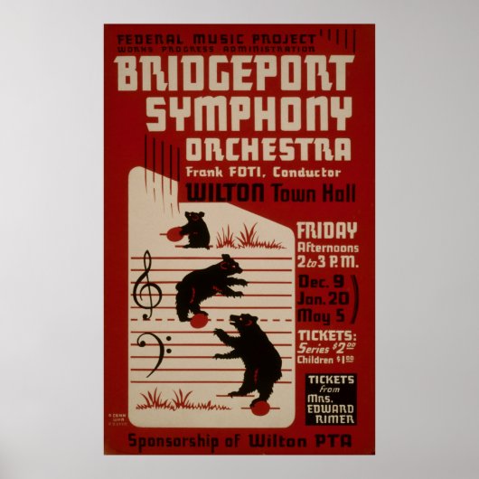 Bridgeport Symphony Orchestra Vintag Music Poster (Vorne)