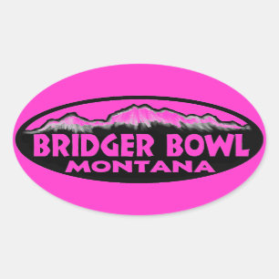 Bridger Bowl Montana rosa ovale Aufkleber