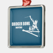 Bridger Bowl Montana Skier Ornament Aus Metall (Links)