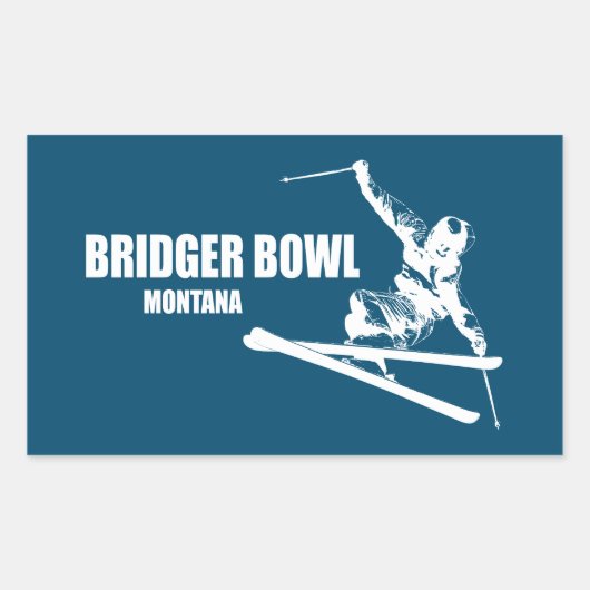 Bridger Bowl Montana Skier Rechteckiger Aufkleber (Vorderseite)