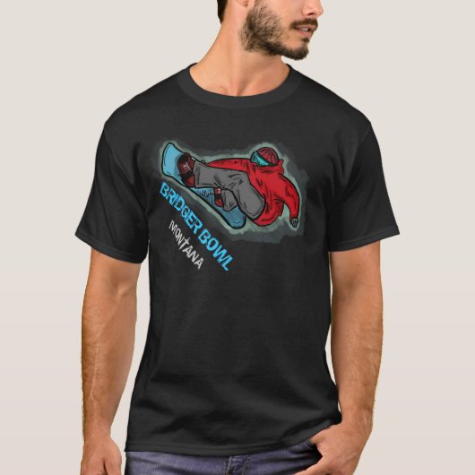 Bridger Bowl Montana Typ Snowboarder Tee (Vorderseite)