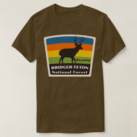 Bridger Teton National Forest Wyoming Roaming Deer T-Shirt (Design vorne)