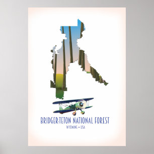 Bridger-Teton Nationalforest, Wyoming Karte Poster