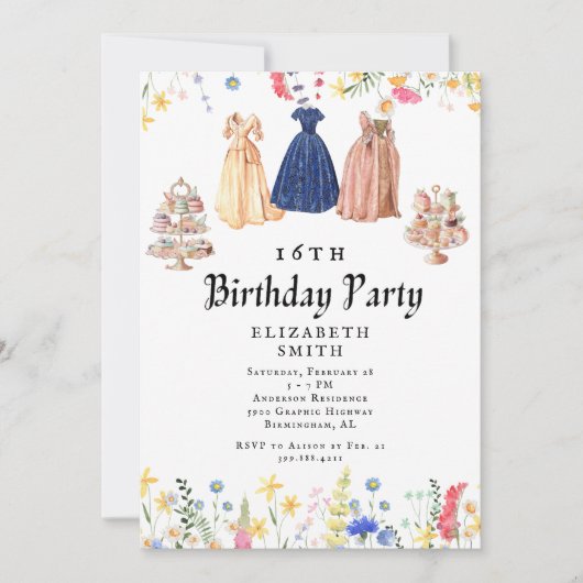 Bridgerton 16. Geburtstagsparty Einladung (Vorderseite)