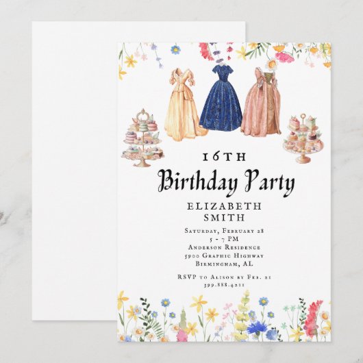 Bridgerton 16. Geburtstagsparty Einladung (Vorne/Hinten)