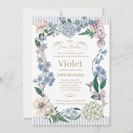 Bridgerton Birthday Invitation Einladung (Vorderseite)