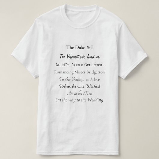 Bridgerton-Buchtitel T-Shirt (Design vorne)