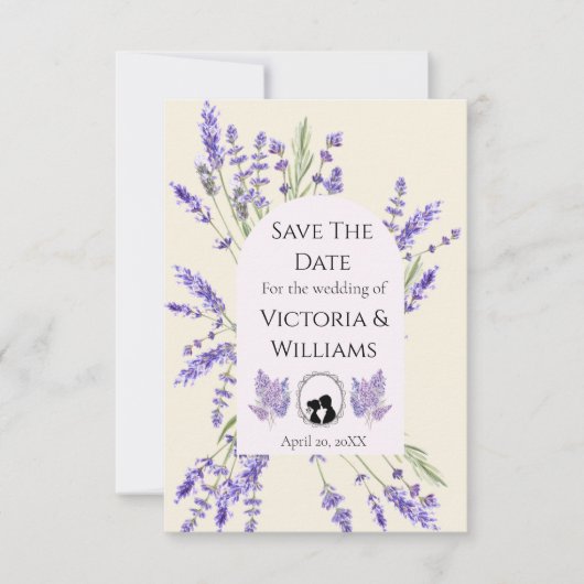 Bridgerton Inspired Regency Lavender Silhouette Save The Date (Vorderseite)