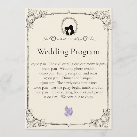 Bridgerton Inspired Regency Society Wedding Programm (Vorderseite)