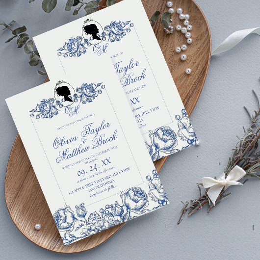 Bridgerton Wedding Einladung Lady Dusty Blue Boho