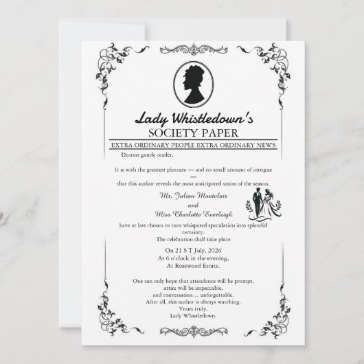 Bridgerton Wedding Invitation – Regency Style   Einladung (Vorderseite)