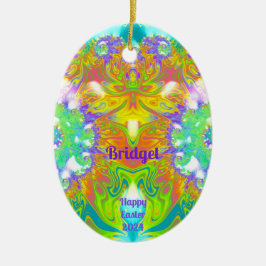 BRIDGET~ EASTER EGG ~ FRAKTAL Multicolors Hübsch Keramik Ornament