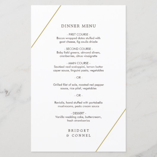 Bridget Geometric Modern Wedding Menu (Vorderseite)