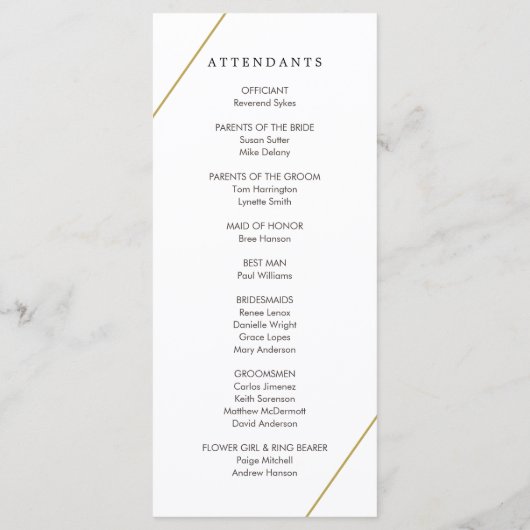 Bridget Geometric Modern Wedding Programm (Rückseite)