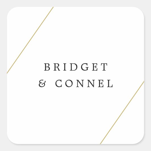 Bridget Geometric Modern Wedding Quadratischer Aufkleber (Vorderseite)