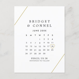 Bridget Geometric Modern Wedding speichert das Dat Ankündigungspostkarte