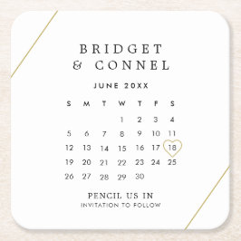 Bridget Geometric Modern Wedding speichert das Dat Rechteckiger Pappuntersetzer