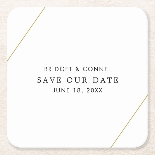 Bridget Geometric Modern Wedding speichert das Dat Rechteckiger Pappuntersetzer (Vorderseite)