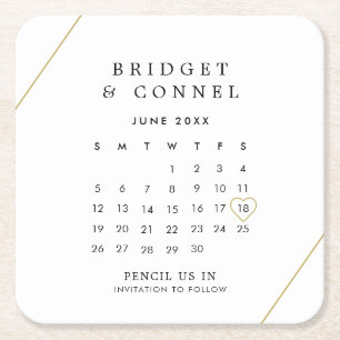 Bridget Geometrische Moderne Hochzeit - Termin vor Rechteckiger Pappuntersetzer