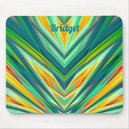 BRIDGET ~ Green Yellow Orange Fraktal Pattern Mousepad