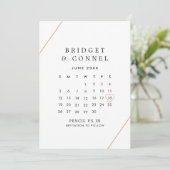 Bridget Rose Gold Geometric Modern Wedding Save The Date (Stehend Vorderseite)