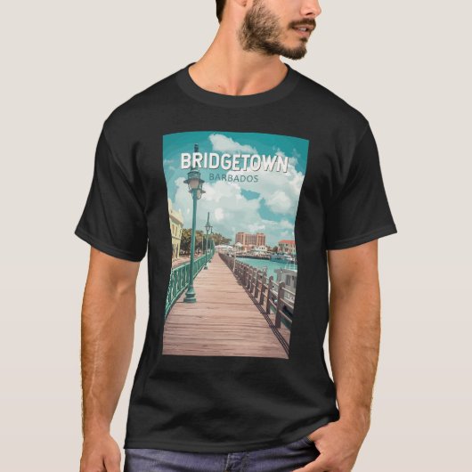 Bridgetown Barbados Illustration Reisen T-Shirt (Vorderseite)
