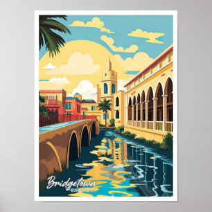Bridgetown Barbados Kunst Reise Illustration Poster