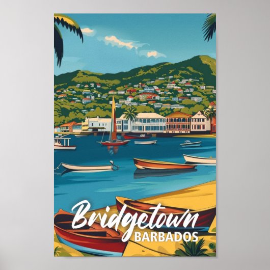 Bridgetown Barbados Vintag Berühmter Reiseort Poster (Vorne)