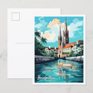 Bridgetown Barbados Vintage-Reiseillustration Postkarte