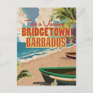 Bridgetown, Barbados Vintage-Reiseposter Postkarte