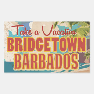 Bridgetown, Barbados Vintage-Reiseposter Rechteckiger Aufkleber