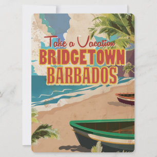 Bridgetown, Barbados Vintage Travel Poster Einladung