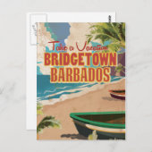 Bridgetown, Barbados Vintage Travel Poster Postkarte (Vorne/Hinten)