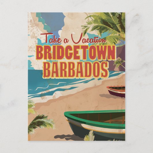 Bridgetown, Barbados Vintage Travel Poster Postkarte (Vorderseite)