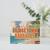 Bridgetown, Barbados Vintage Travel Poster Postkarte (Stehend Vorderseite)