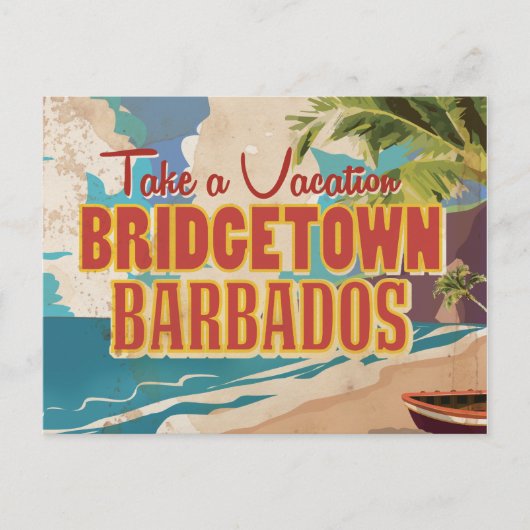 Bridgetown, Barbados Vintage Travel Poster Postkarte (Vorderseite)