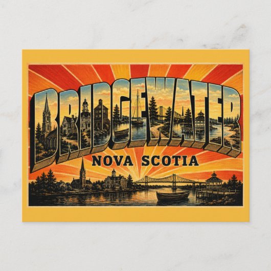Bridgewater Nova Scotia Fluss Hafen Postkarte (Vorderseite)