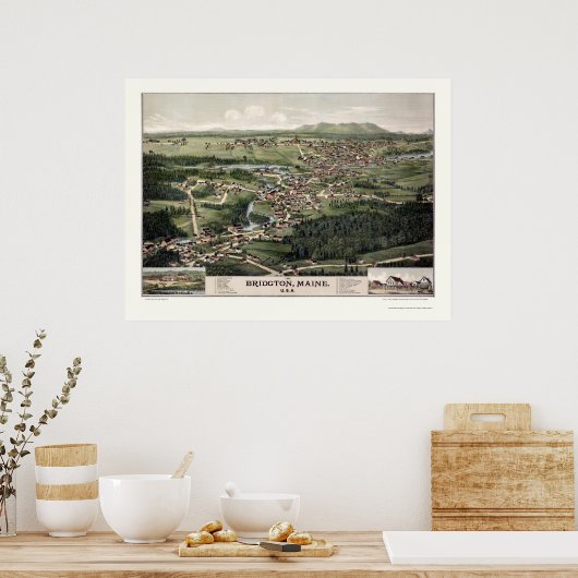 Bridgton, ME Panoramic Map - 1888 Poster (Küche)