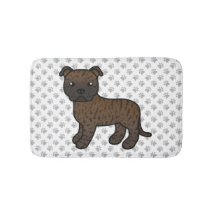 Bridle English Staffie Niedlich Cartoon Dog & Paws Badematte