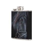 Bridled Black Stallion Face Flachmann (Links)