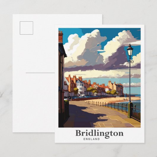 Bridlington England Vintage Travel Illustration Postkarte (Vorne/Hinten)