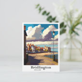 Bridlington England Vintage Travel Illustration Postkarte (Stehend Vorderseite)