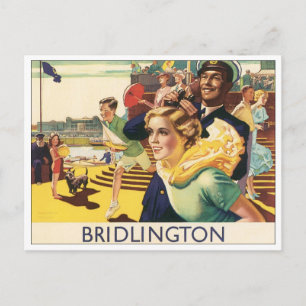 Bridlington Vintage Travel Poster Postkarte