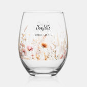 Bridmaid Wildblumen beige pink Weinglas Ohne Stiel (Vorderseite)