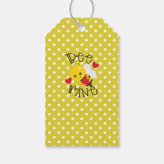 Brie 2 Bee Mine Yellow Polkad Dots Brautparty Geschenkanhänger (Rückseite)